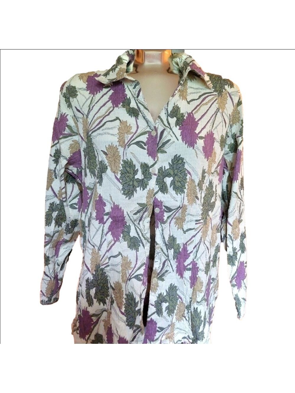 Cotton Ginny Plus Cotton Floral Shirt, Size Medium